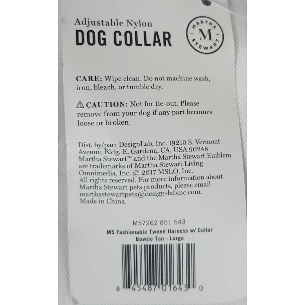 Martha Stewart Gray & Tan Adjustable Nylon Large Dog Collar‎ Size 20 (18-26in)